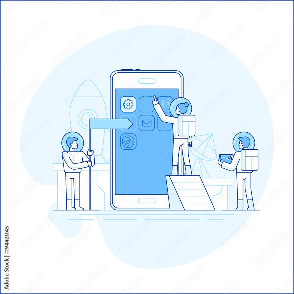 Poster app development concept - start up metaphor