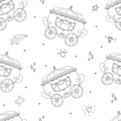 Seamless pattern with fairy tale carriage vector illustration