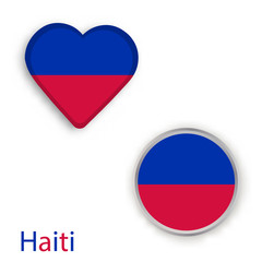 Heart and circle symbols with flag of Haiti. Vector illustration