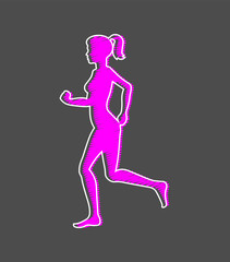 Fototapeta na wymiar Colorful silhouette of a running girl. Vector illustration.