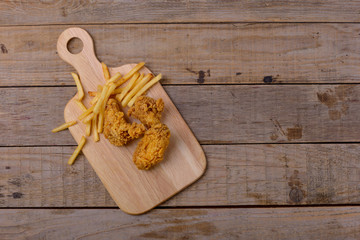 Crispy fried chicken with french fries