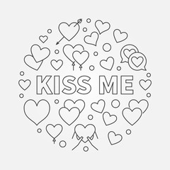 Kiss me round illustration. Vector love outline symbol
