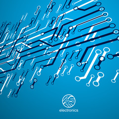 Vector abstract computer circuit board illustration, technology element with connections. Electronics theme web design. Modern technology communication.