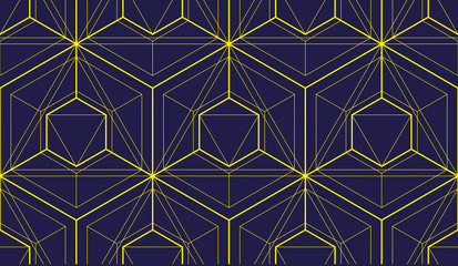 Geometric 3d lines abstract seamless pattern, vector background. Technology style engineering line drawing endless illustration. Usable for fabric, wallpaper, wrapping, web and print.