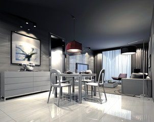 3d render of living room