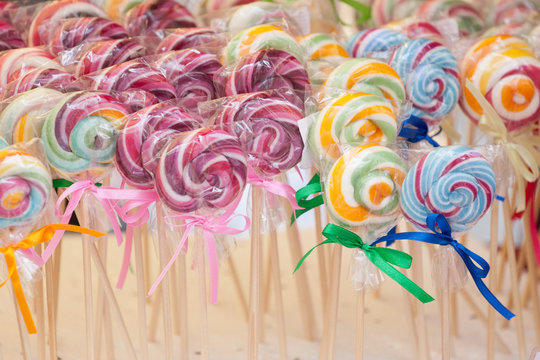 colorful lollipops - counter, sale,