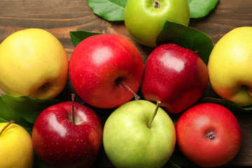 Ripe juicy apples, top view