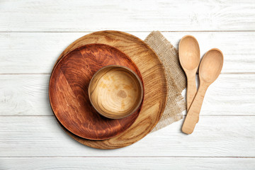 Kitchen utensils on wooden background