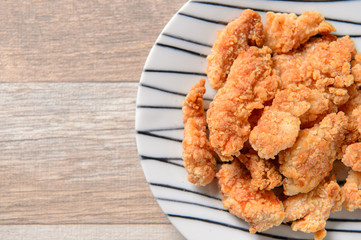 Home Made Taiwaness Fried Popcorn Chicken Delicious Food, Place for Text,   Late-night Supper in Night Market, Top View