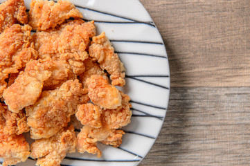 Home Made Taiwaness Fried Popcorn Chicken Delicious Food, Place for Text,   Late-night Supper in Night Market, Top View