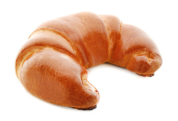 Delicious croissant on white background