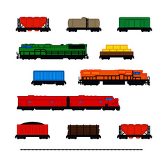 Trains flat style icon set