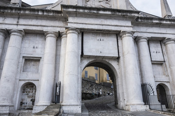 Ancient city door entrance Citta Alta, Porta San Gioacomo,Bergamo,Lombardy,Italy.