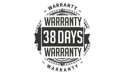 Fototapeta na wymiar 38 days warranty icon vintage rubber stamp guarantee
