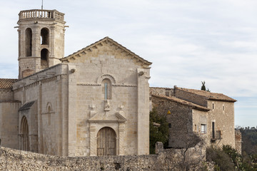 Fototapeta na wymiar Romanesque church of Santa Maria, historic monument in Penedes area, Sant Marti Sarroca, Spain.