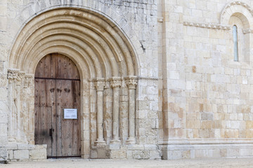 Fototapeta premium Romanesque church of Santa Maria, historic monument in Penedes area, Sant Marti Sarroca, Spain.