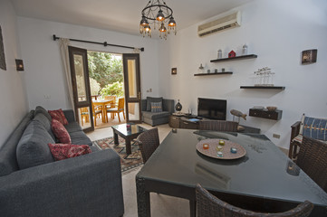 Interior design of luxury villa living room