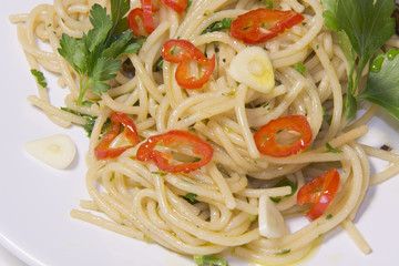 Spaghetti garlic, hot pepper,olive oil , Spaghetti aglio, olio, peperoncino