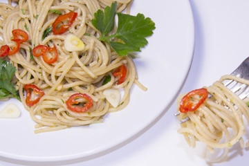Spaghetti garlic, hot pepper,olive oil , Spaghetti aglio, olio, peperoncino