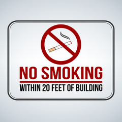 No smoking sign. within 20 feet of building. Vector illustration isolated on white background.