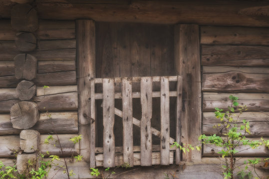 A fragment of an old wooden house door