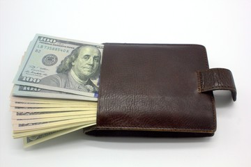 dollars in a wallet