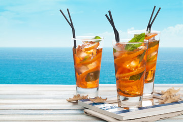 Orange lemonade with mint.