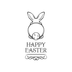 Fototapeta premium Easter rabbit, easter Bunny. Happy Easter lettering. Vector.