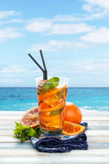 Orange lemonade with mint.