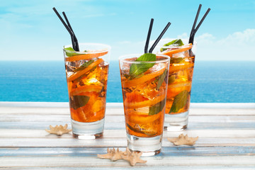 Orange lemonade with mint.