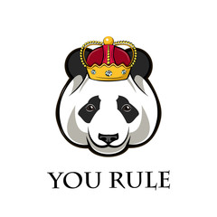 Panda in crown. Vector illustration.