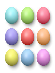 Set of realistic eggs on white background. Vector illustration.
