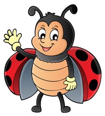 Fototapeta premium Waving ladybug theme image 1