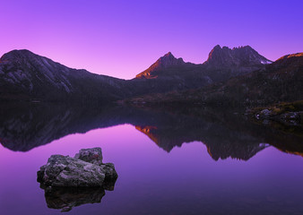Dawn colors at Dove Lake  - Creadle Mountain