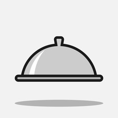 Restaurant cloche flat line vector icon isolated on white background.