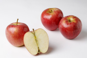 red apples on white background