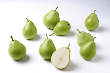 pears on white background