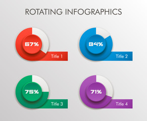 Rotating vector circle business concepts with flat color, can use for infographic business report or modern template, education template, business brochure, system diagram