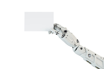 Isolated robot hand with the white blank 
