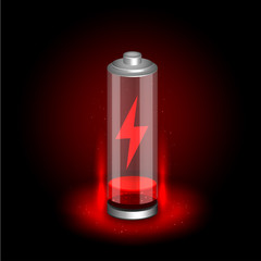 discharged battery symbol black background