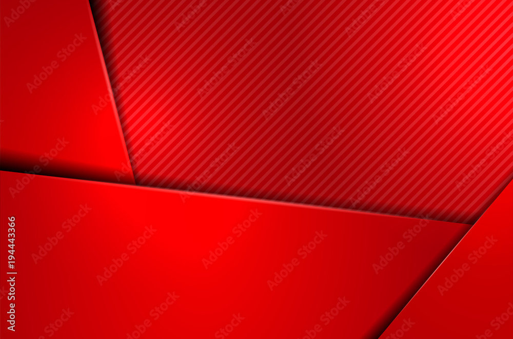 Wall mural abstract geometric red background with shadows