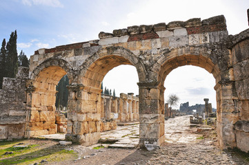 The arch of the ancient city of Hierapolis in Pamukkale Turkey