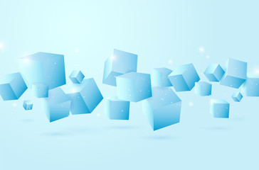 Abstract background with 3D cubes on blue background