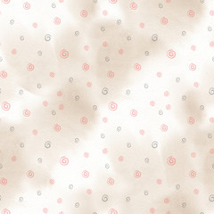 Abstract seamless pattern with watercolor drawing in doodle style. illustration
