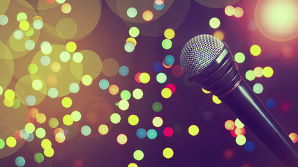 Fototapeta na wymiar Microphone. Concept music, concert, karaoke, poster. Copy space.