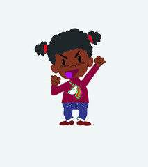 Black girl cheering enthusiastically.