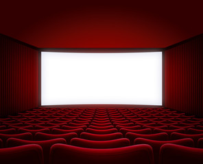 Fototapeta premium movie theater hall with red seats interior