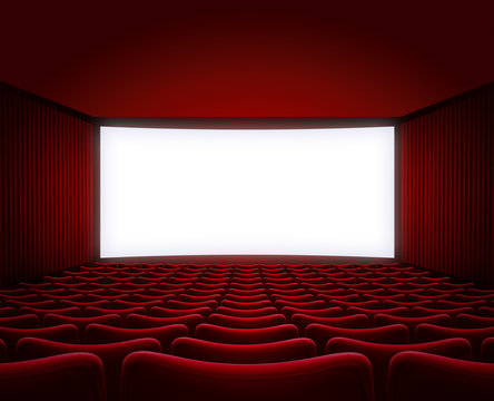 movie theater hall with red seats interior