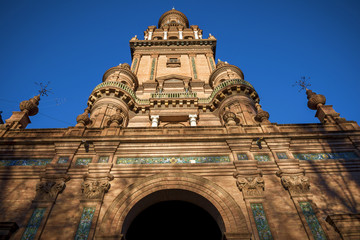 Spain Square (Plaza de Espana), Seville, Spain, built on 1928, it is one example of the Regionalism Architecture mixing Renaissance and Moorish styles.