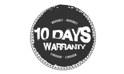 Fototapeta na wymiar 10 days warranty rubber stamp 